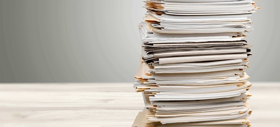 Stack of documents on a desk