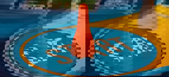 Board game piece placed at the start